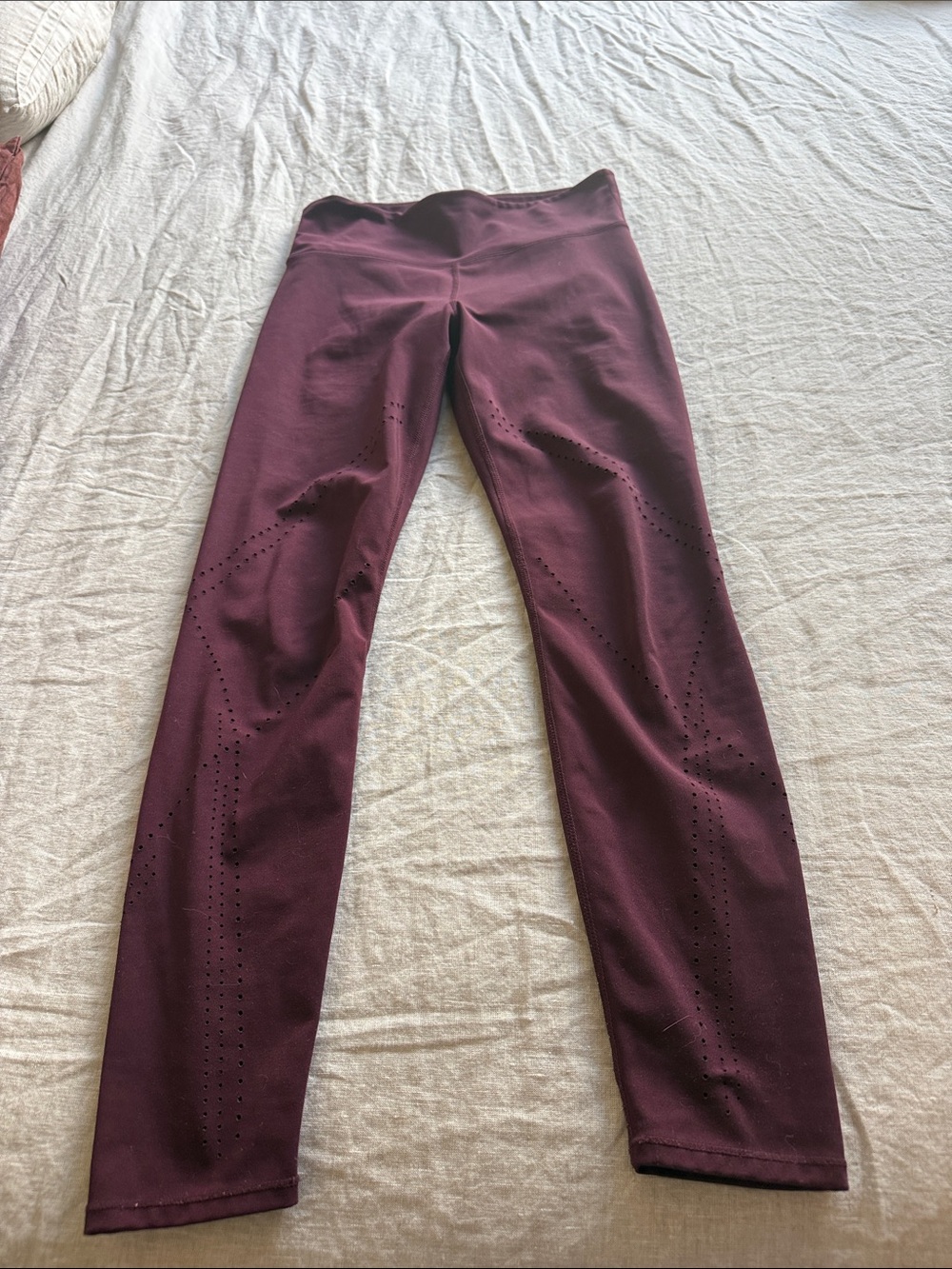 JoyLab Maroon Laser-Cut Performance Leggings